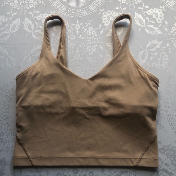 Lululemon Athletica Align Cropped Tan Tank-Top Women’s Size 4 Elastic V-Neck - Picture 14 of 16